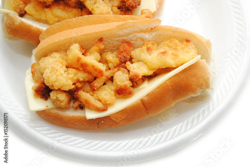 Fried Clam Sandwich Served on a New England Roll