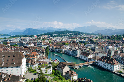 Aerial view of Lucerne city, Switzerland © vadiml