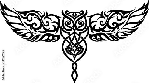 isolated owl in flight - celtic style