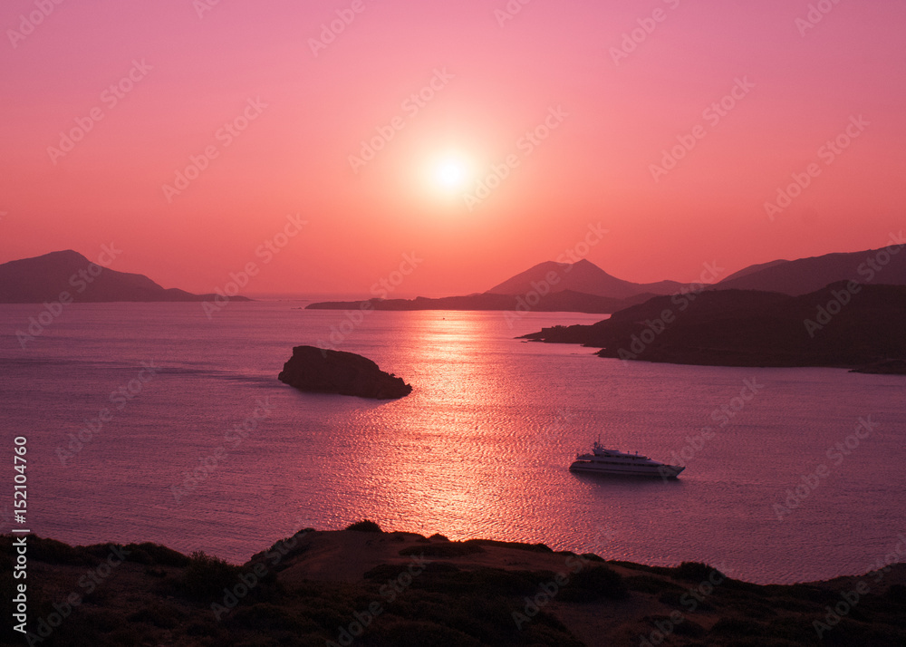 Beautiful sunset among the rocks on the Mediterranean sea Beautiful sunset among the rocks on the Mediterranean sea