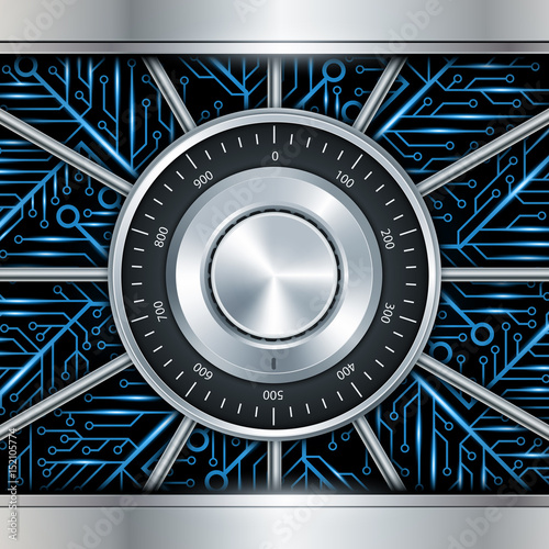 Combination lock wheel dark background