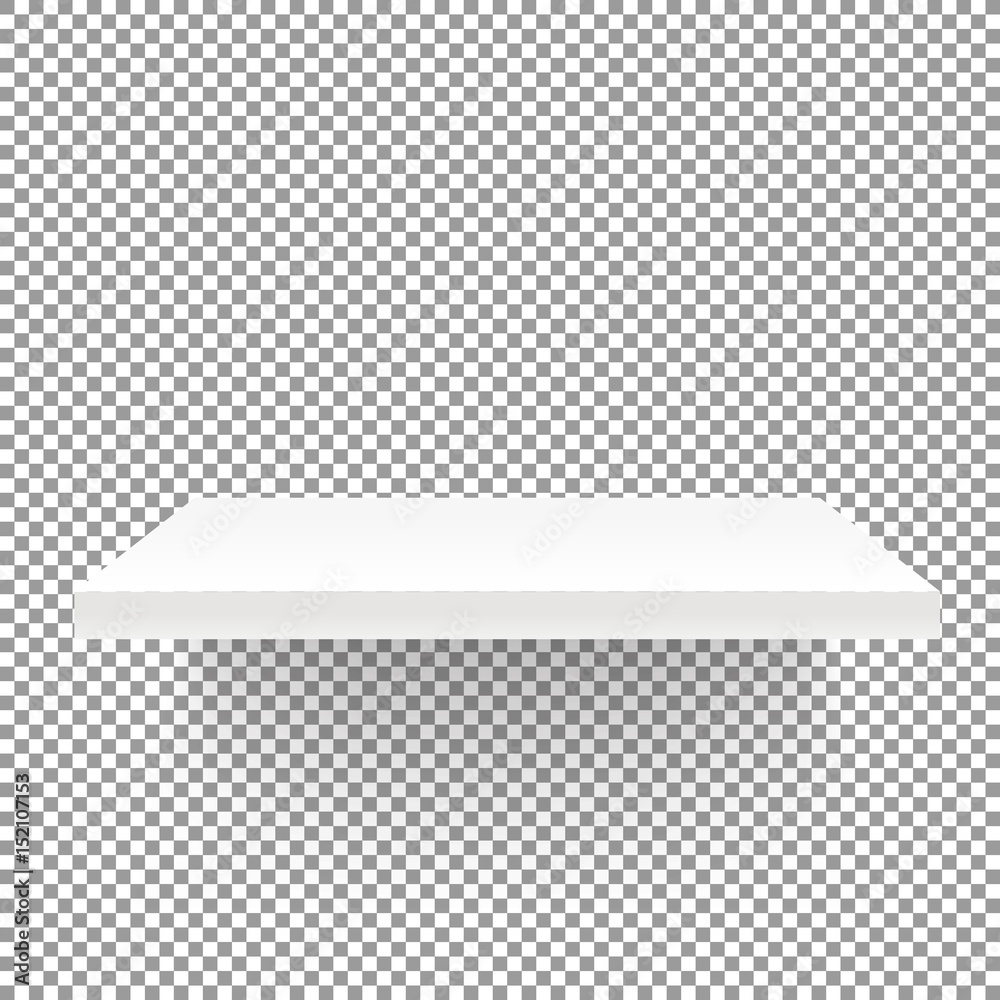 White empty shelf on transparent background. Vector mockup Stock Vector