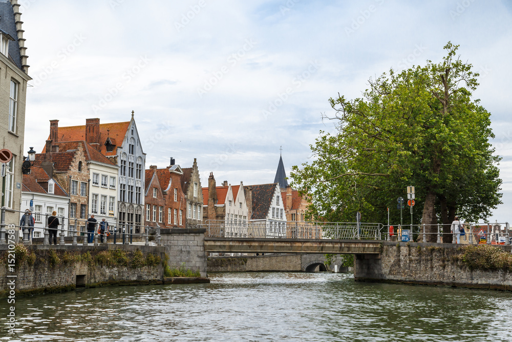 Touristic Boats on Brugge Canal