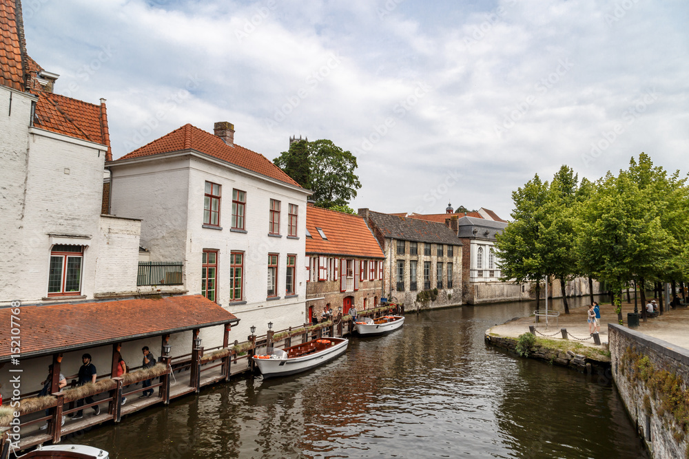 Touristic Boats on Brugge Canal