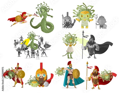 medusa gorgon mythology greek monster against perseus hero and decapitation