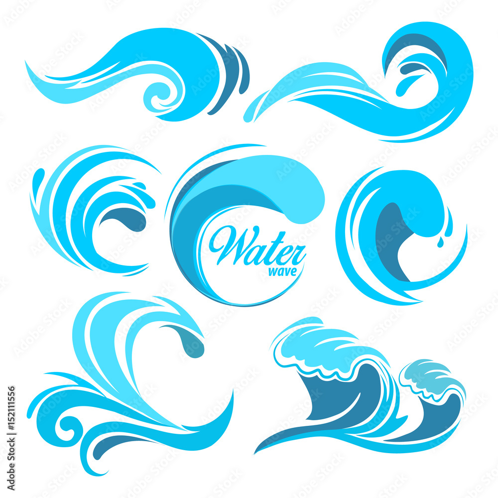 Water splashes and ocean waves. Vector graphic symbols for logo design Water splashes and ocean waves. Vector graphic symbols for logo design