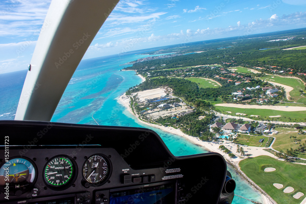 Aerial view of caribbean coastline from a helicopter, Dominican Republic Aerial view of caribbean coastline from a helicopter, Dominican Republic