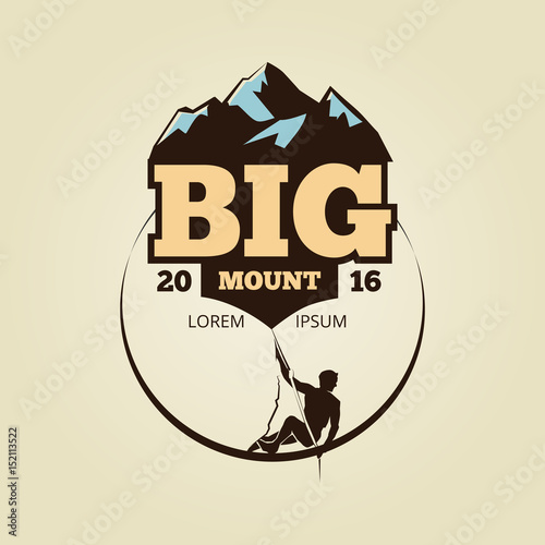 Vintage mountain climbling logo - sport activity badge photo