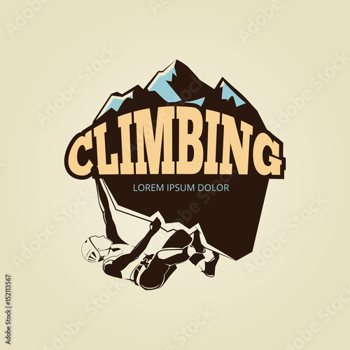 Vintage mountan climbling logo with person