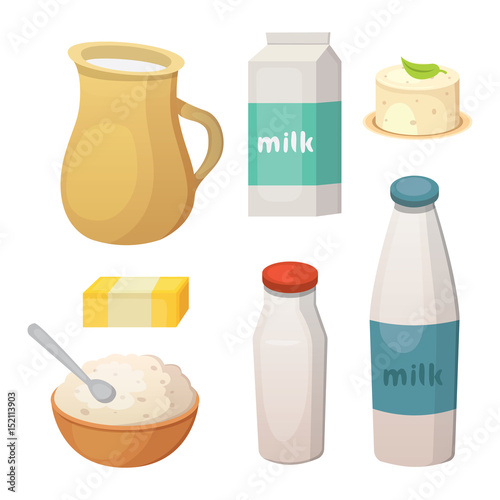 Fresh organic milk products set