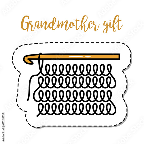 Fashion patch element grandmother knitting