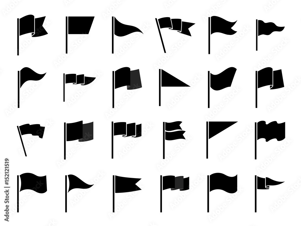 Black flags icons for infographic