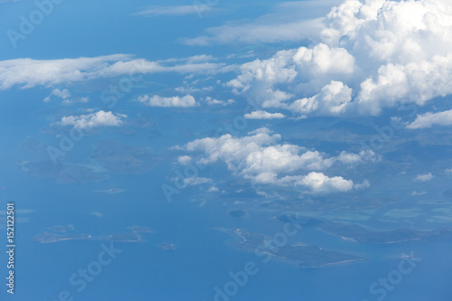 View from the wing of the aircraft to the islands of Culion,Galoc,Maglamambay,Popototan, Philippines © Glebstock