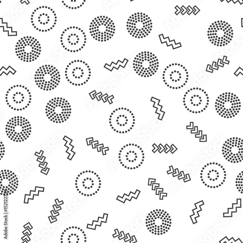 Seamless Geometric Pattern with Circles. Vector Illustration. Abstract jumble textures. Black and white background