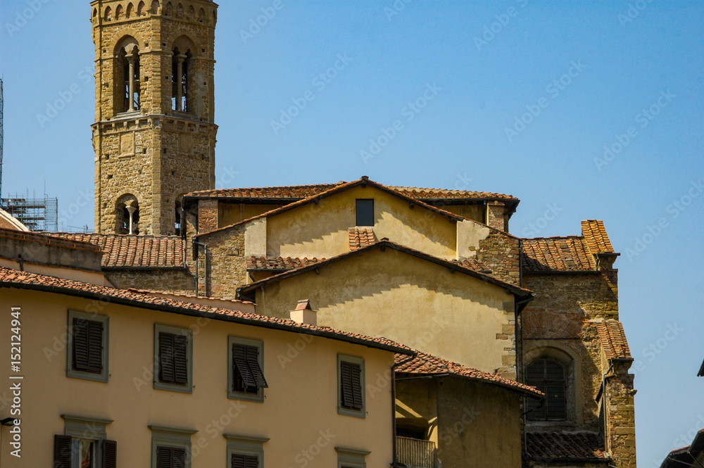 Roof and tower against sky