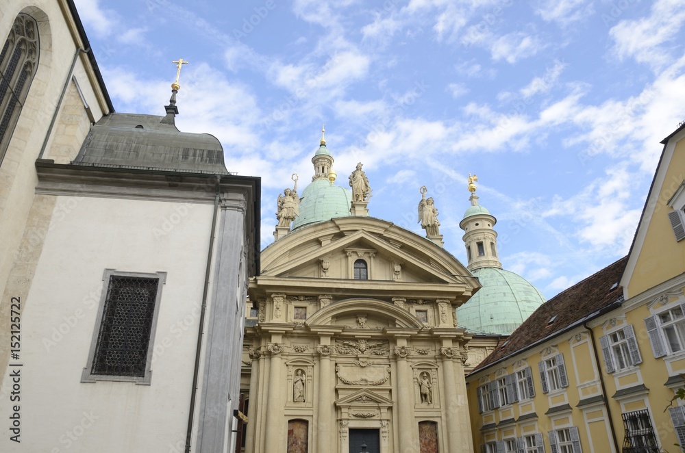 Mausoleum  and cathedral domes  in Graz, Austria