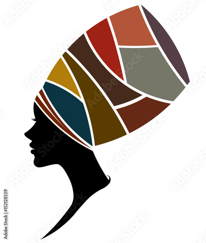 African women silhouette fashion models on white background