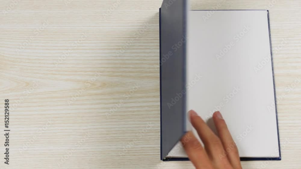 Top view of the opening blank book. Opening a book with blank pages. 