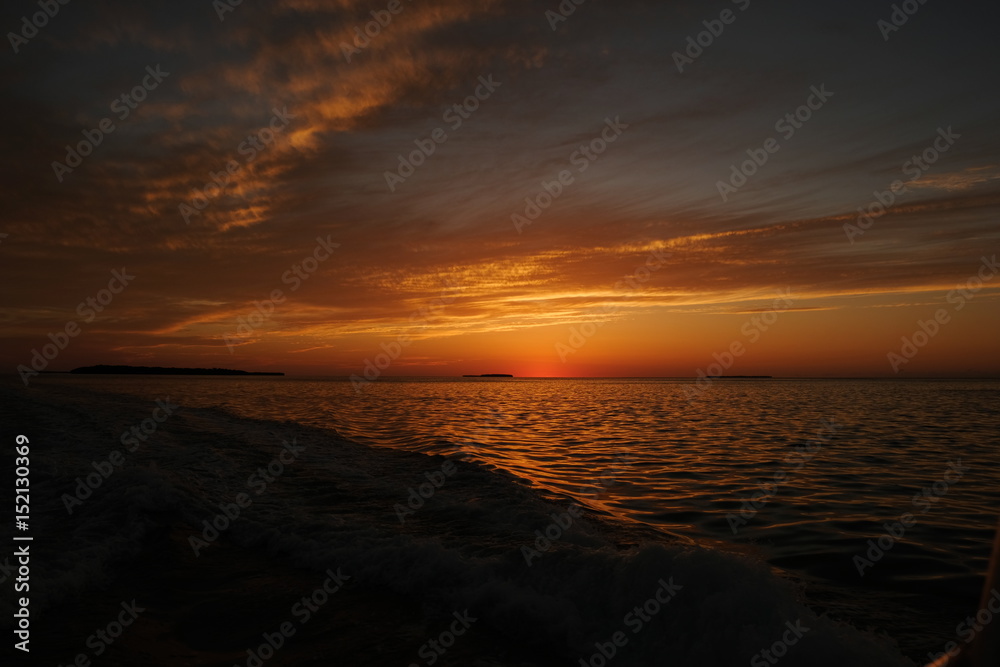 Dark red sky at sunset