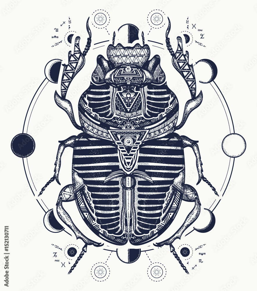 Egyptian Sacred Scarab Wall Art Design. Beetle with Wings. Vector  Illustration Black Logo, Personifying the God Khepri Stock Vector -  Illustration of wing, vector: 278722178