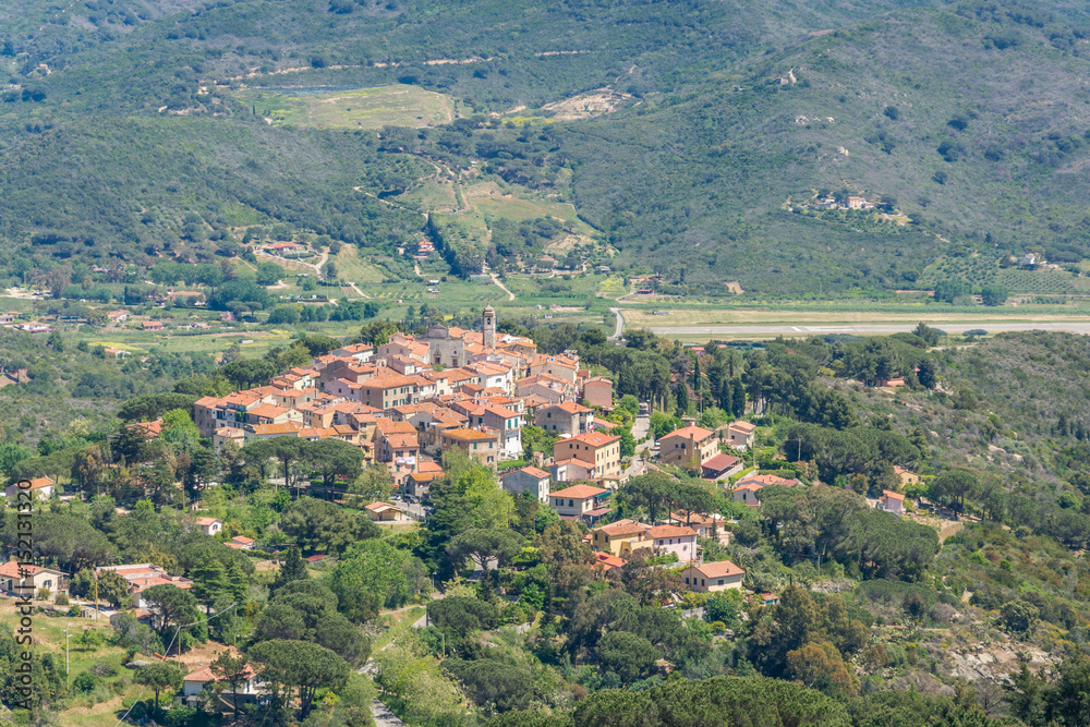 Panoramic view of Sant Ilario village in Elba Island, Tuscany, Italy