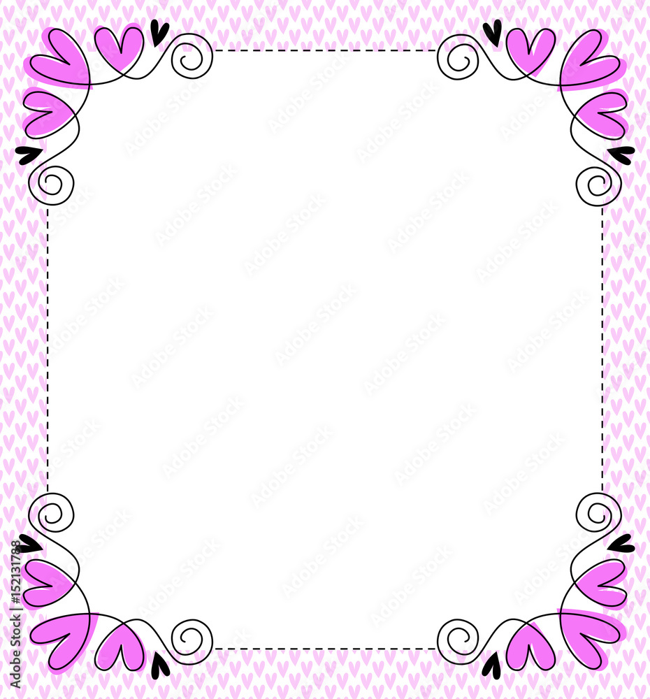 Frame border with hearts pattern