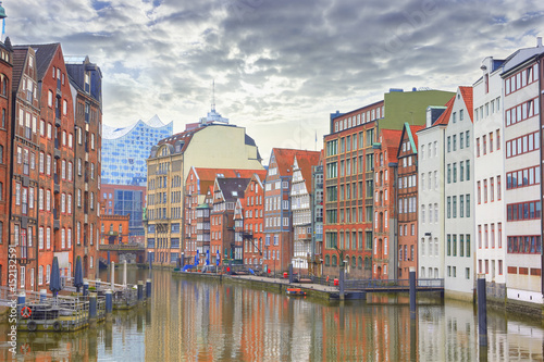 Speicherstadt in Hamburg, street view of Hamburg, Germany