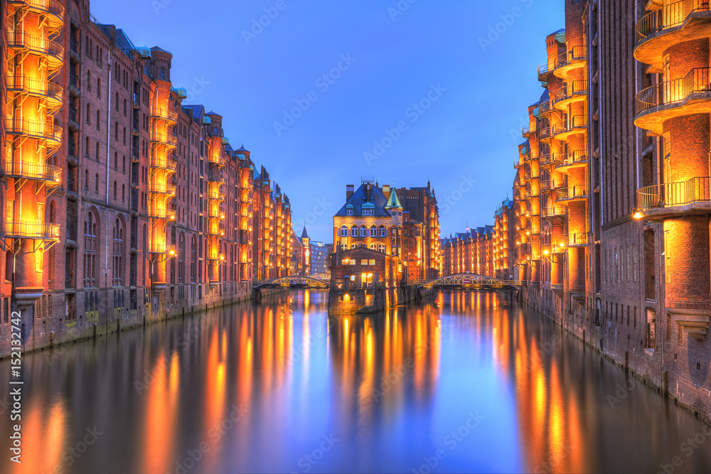 Water Castle in the warehouse district Hamburg, Germany