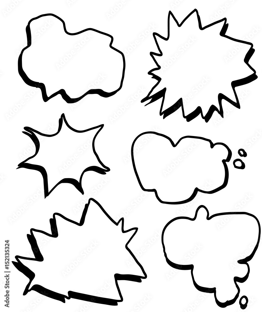 Hand draw comic text boxes vector set Hand draw comic text boxes vector set