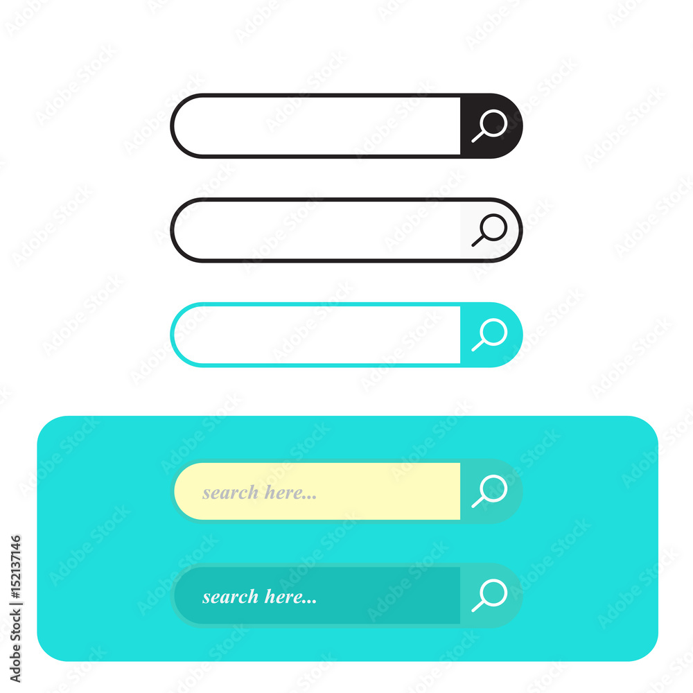 Search bar set vector interface elements with search button, search box modern simple design Search bar set vector interface elements with search button, search box modern simple design