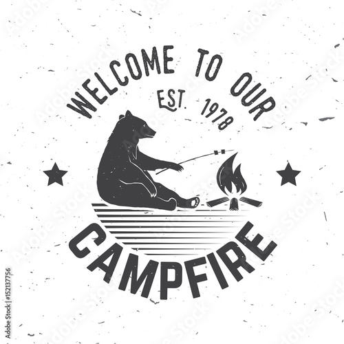 Welcome to our campfire. Vector illustration.