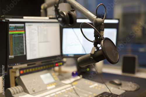 Принти на полотні Microphone modern radio station broadcasting studio