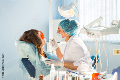 Teeth whitening procedure in the dental office