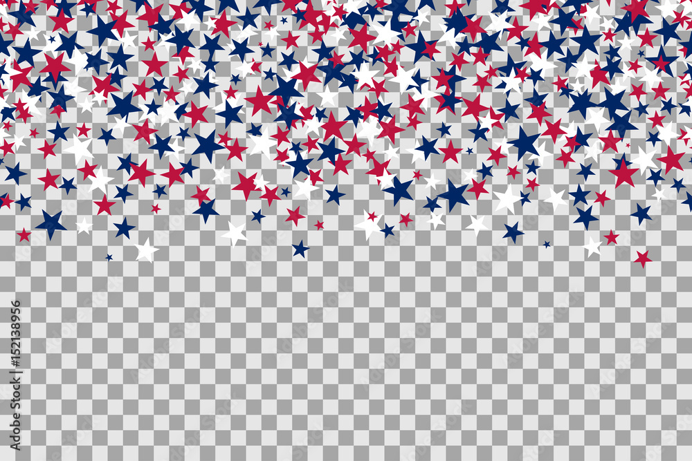 Fototapeta Seamless pattern with stars for Memorial Day celebration on transparent background.