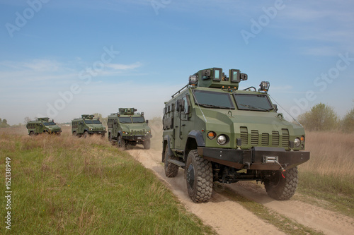 A column of vehicles at the demonstration