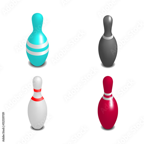 Fotografija Skittles for bowling 3D, vector illustration.