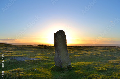 Canvas Print Sunset at Mitchell's Fold stone circle, Shropshire, UK