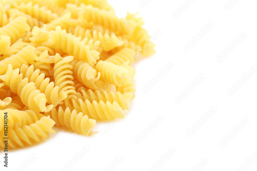 Spiral pasta isolated on a white background Spiral pasta isolated on a white background