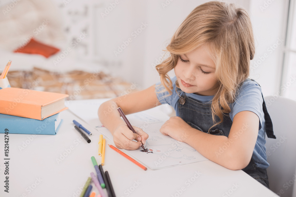 Little kid girl drawing at home creativity development Little kid girl drawing at home creativity development