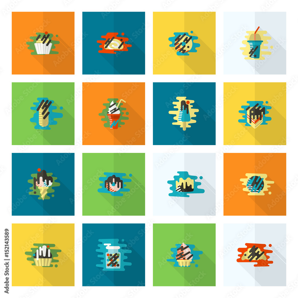 Dessert Icon Set in Modern Flat Design Style Dessert Icon Set in Modern Flat Design Style