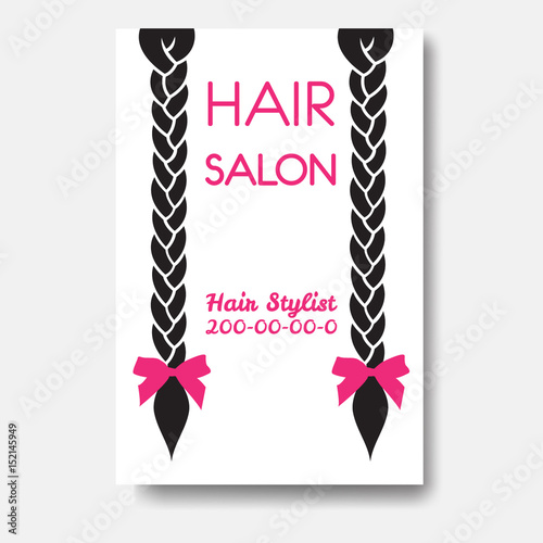 Vector design template with braids. Template hair business card