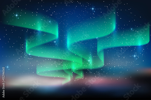 Aurora blue sky and a lot of star in form of milky way, astronomy background, Vector illustration