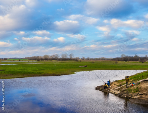 Wallpaper Mural fishers on a quiet summer river Torontodigital.ca