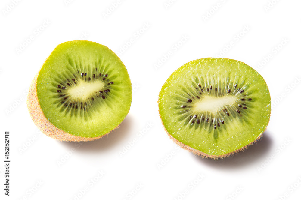 Kiwi fruit pieces isolated on white background Kiwi fruit pieces isolated on white background