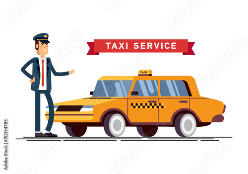 Taxi driver Call with smartphone service background