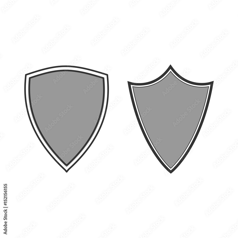 Shields in trendy flat style isolated on white background. Herald logo and medieval Shield symbol for your web site design, logo. Vector illustration. EPS10.
