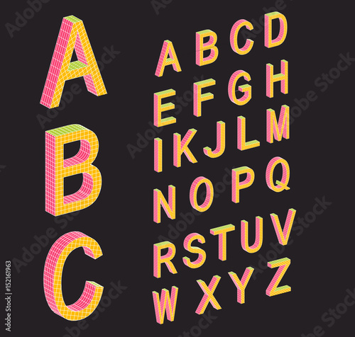 Colored isometric 3d font.