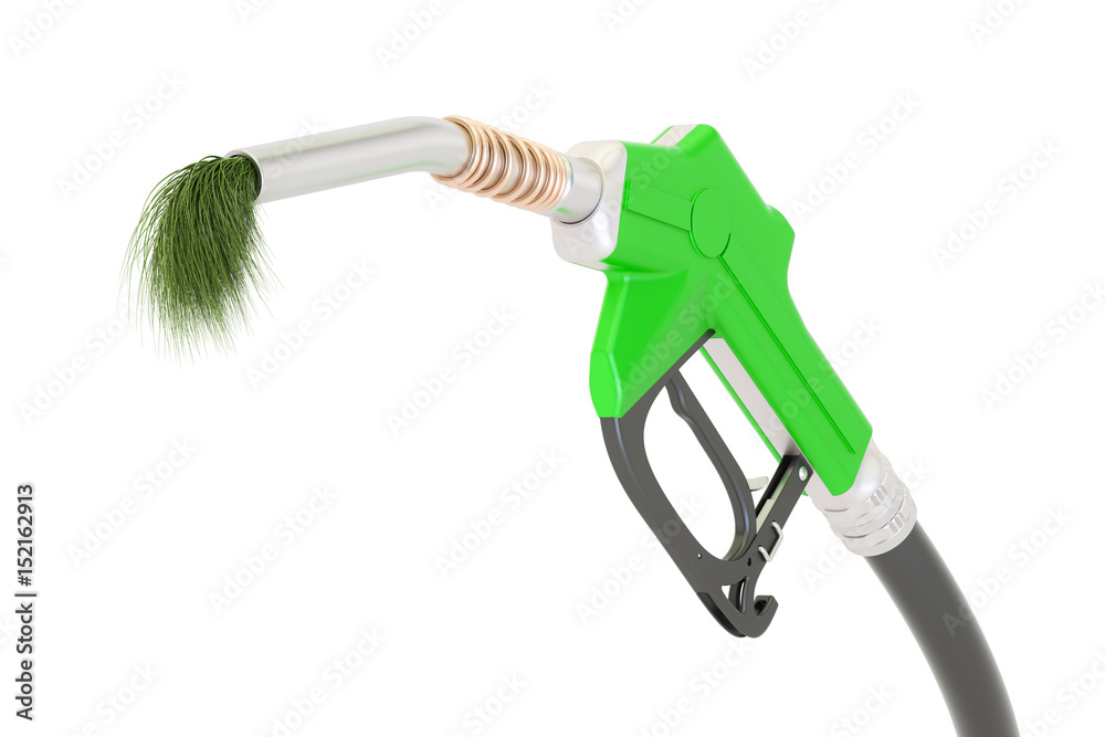 bio fuel concept, gas pump nozzle with green grass, 3D rendering bio fuel concept, gas pump nozzle with green grass, 3D rendering