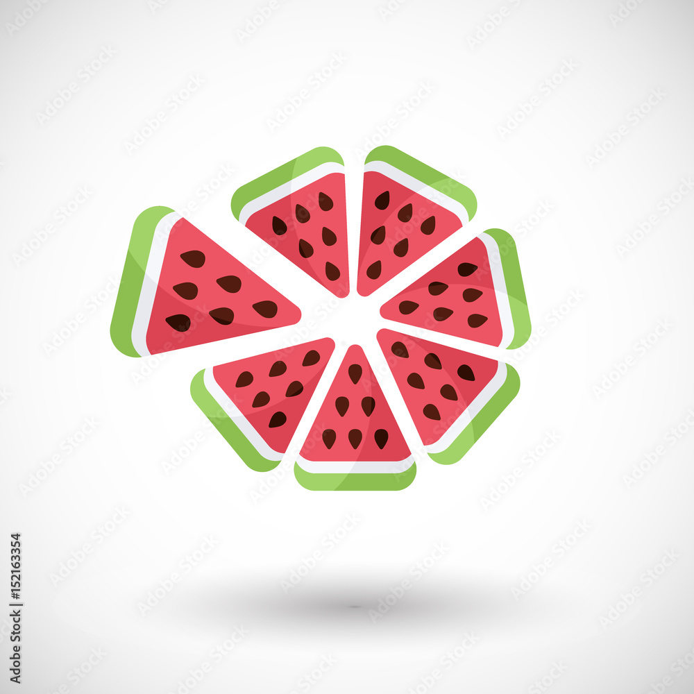 Watermelon fruit vector flat icon