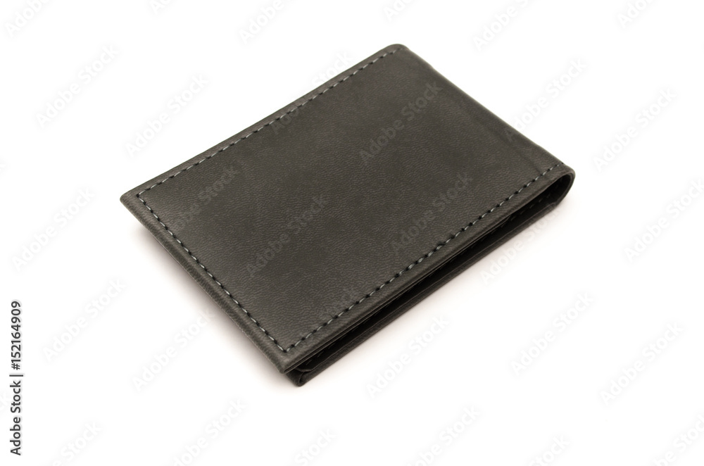Business card holder isolated on white background. Gray leather wallet. Business card holder isolated on white background. Gray leather wallet.